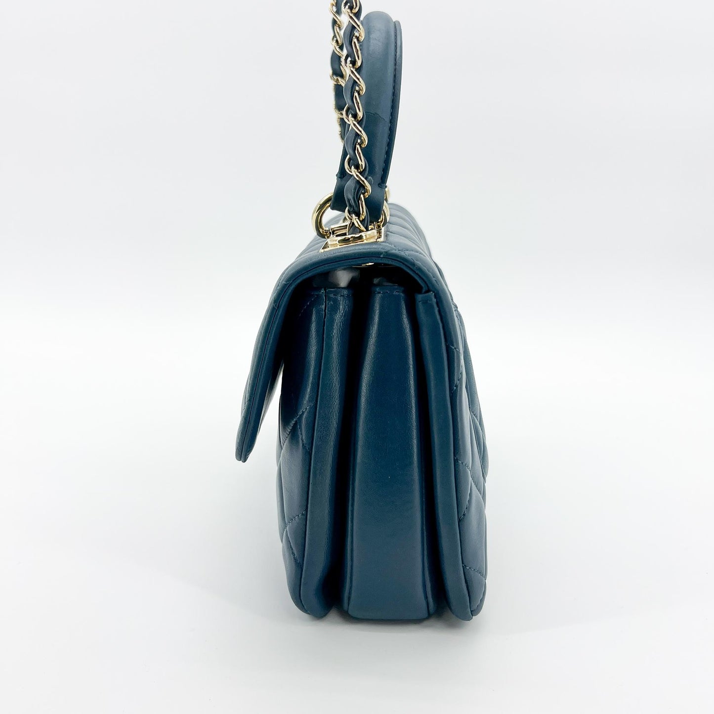 Chanel Small Trendy CC Top Handle Flap Bag Navy Gold Hardware