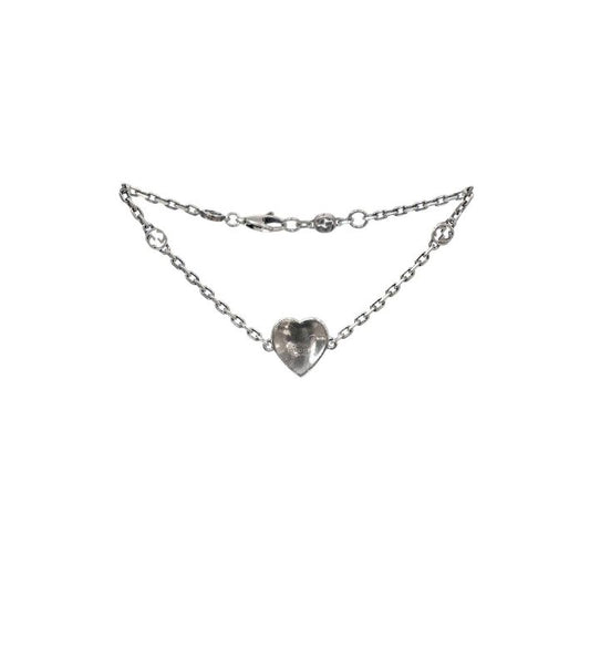 Gucci Red Heart Interlocking G Silver Bracelet