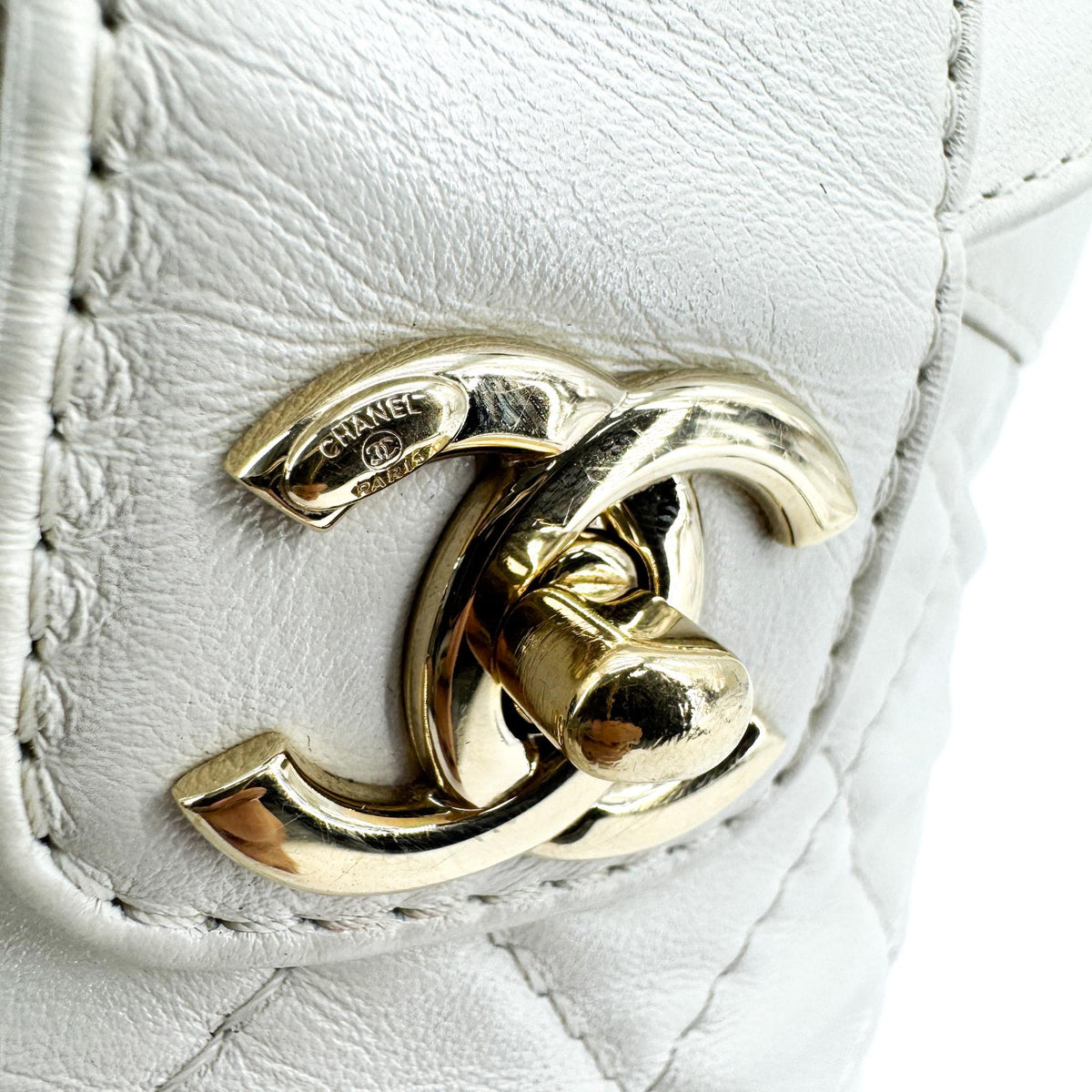 Chanel Flap Bucket Bag Small Lambskin White Gold Hardware