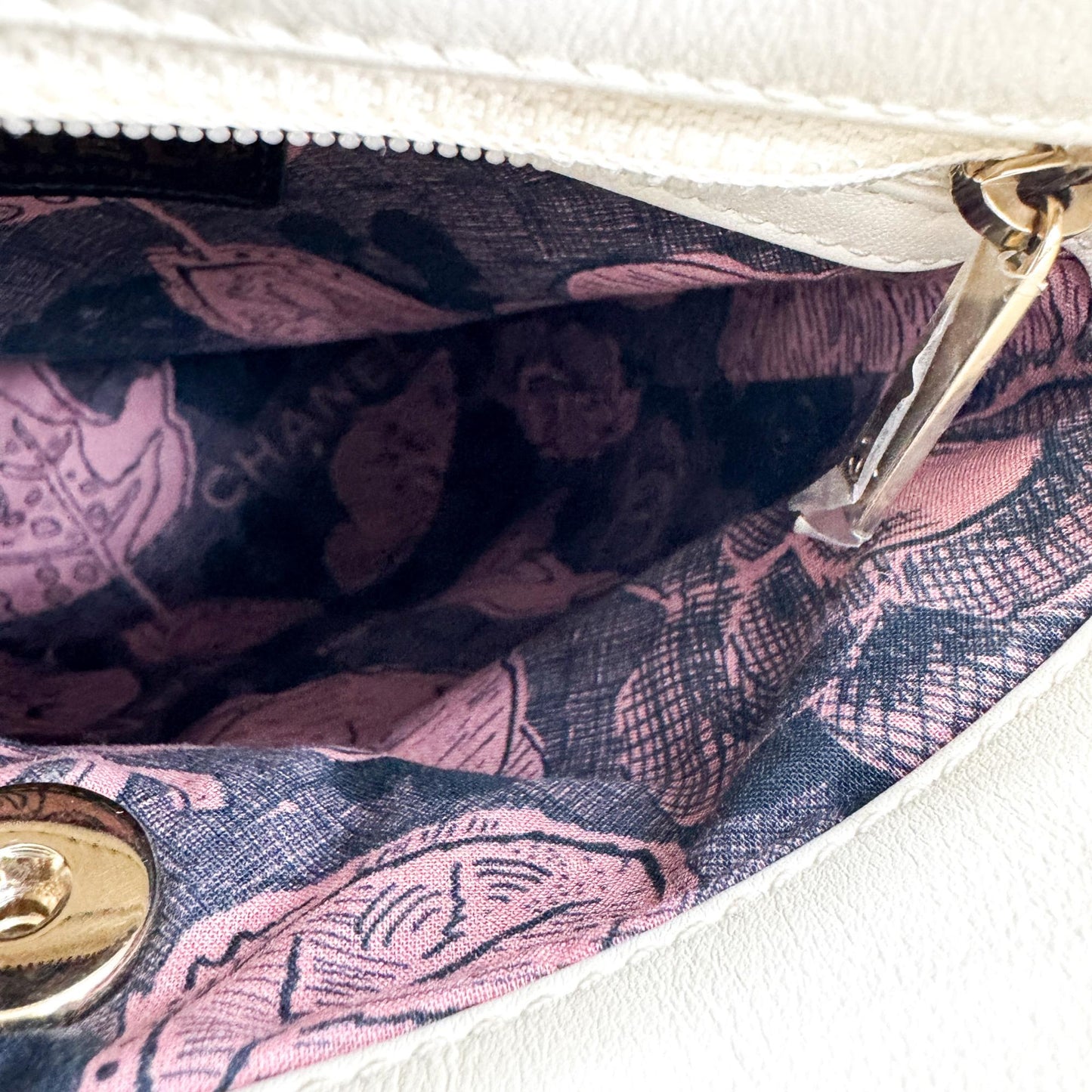Chanel Flap Bucket Bag Small Lambskin White Gold Hardware