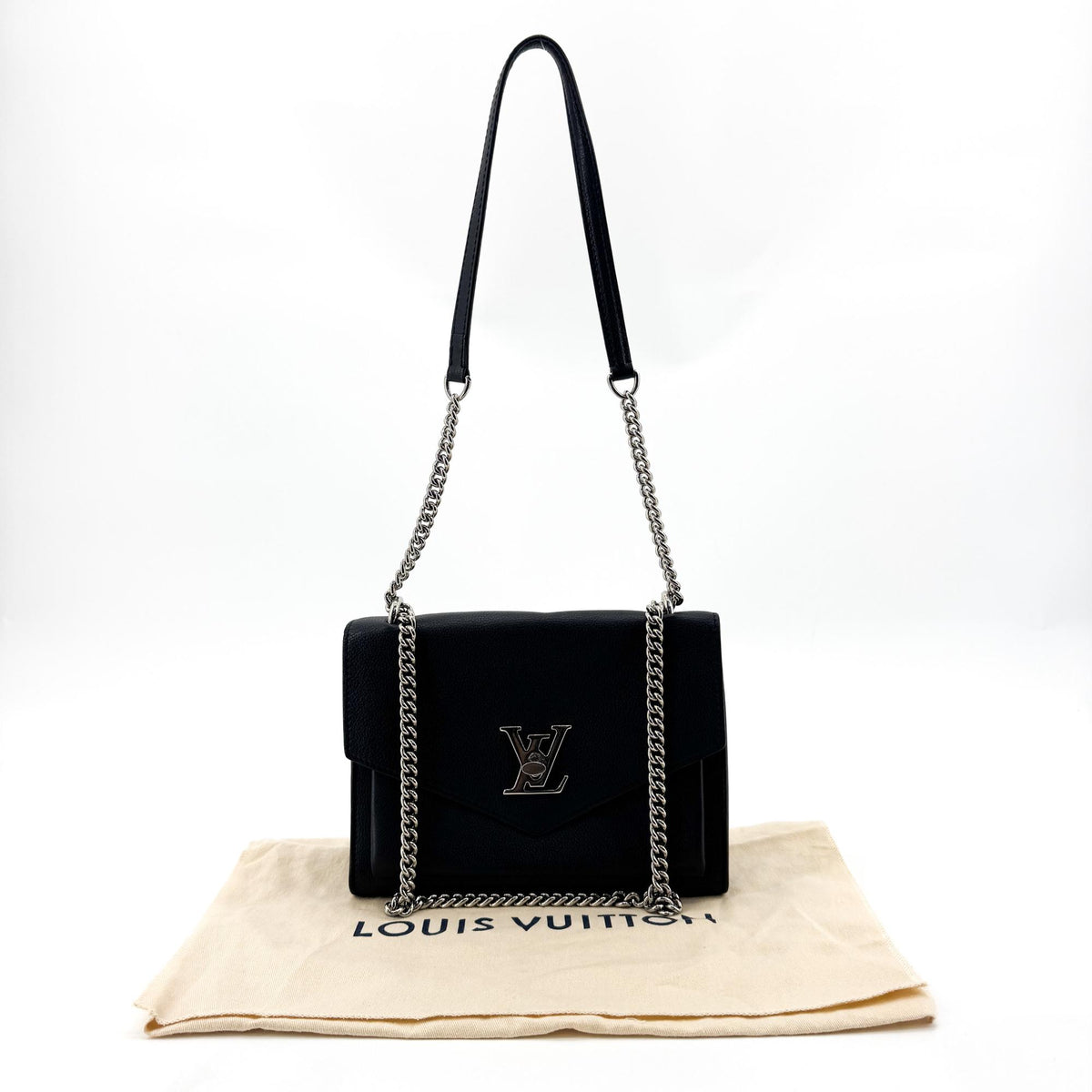 Louis Vuitton Lockme II Crossbody Bag Black Silver Hardware