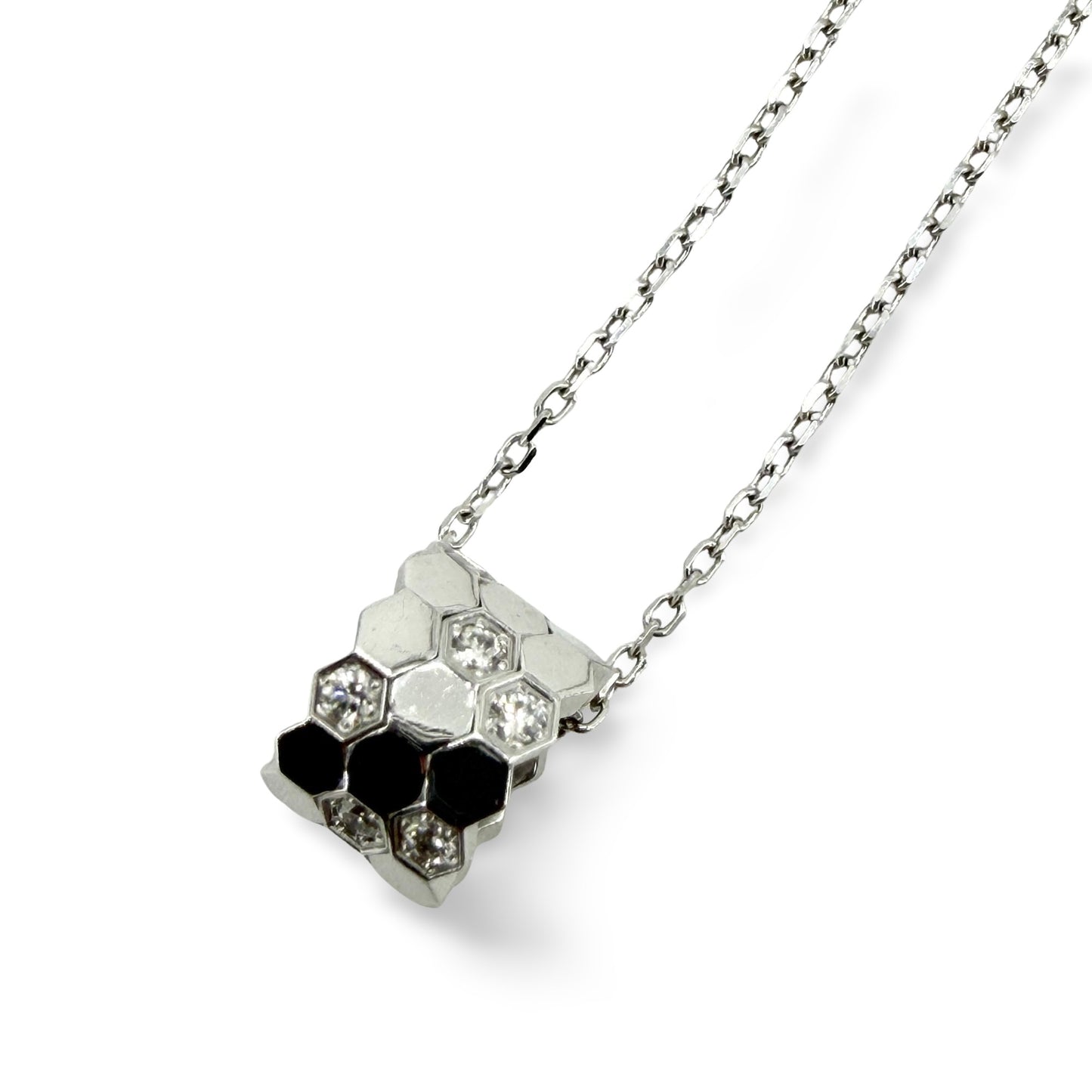 Chaumet Be My Love White Gold Diamond Black Lacquer Pendant Necklace