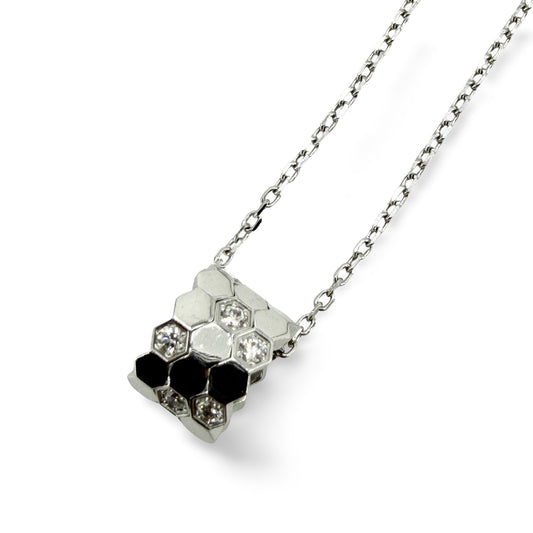 Chaumet Be My Love White Gold Diamond Black Lacquer Pendant Necklace