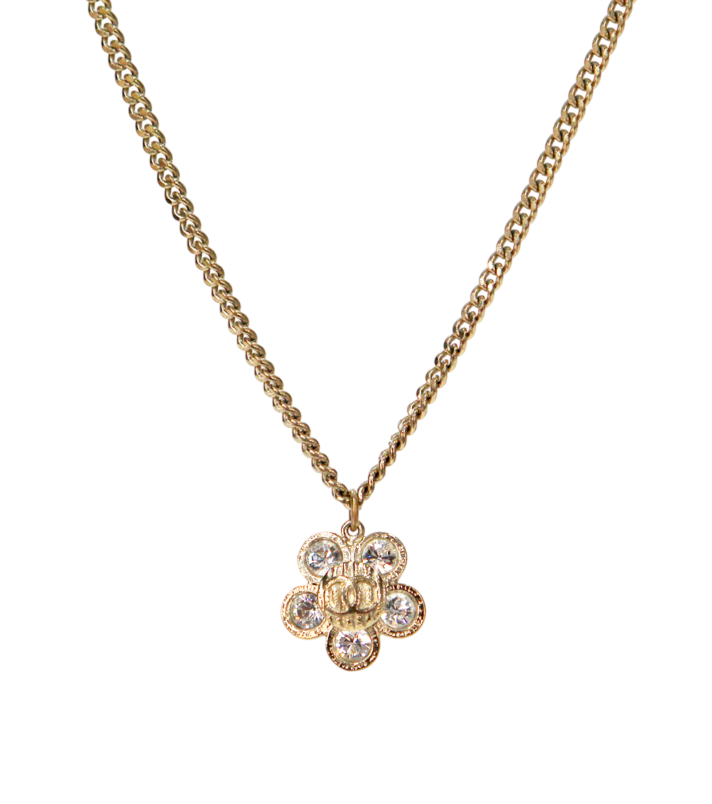 Chanel Cubic Flower CC Gold Necklace