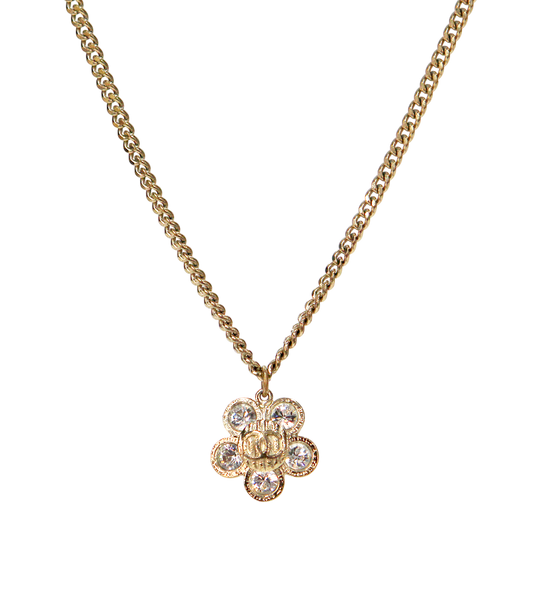 Chanel Cubic Flower CC Gold Necklace