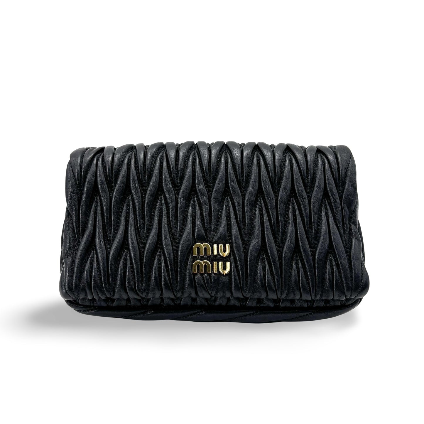 Miu Miu Matelassé Napa Leather Pouch Black