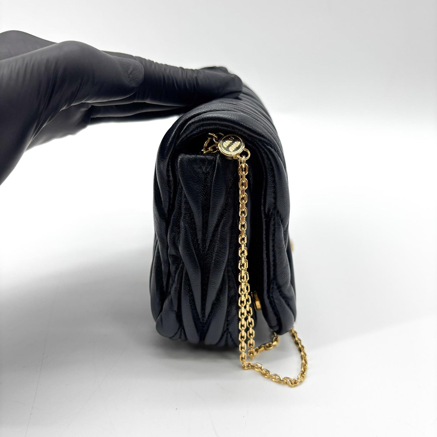 Miu Miu Matelassé Napa Leather Pouch Black