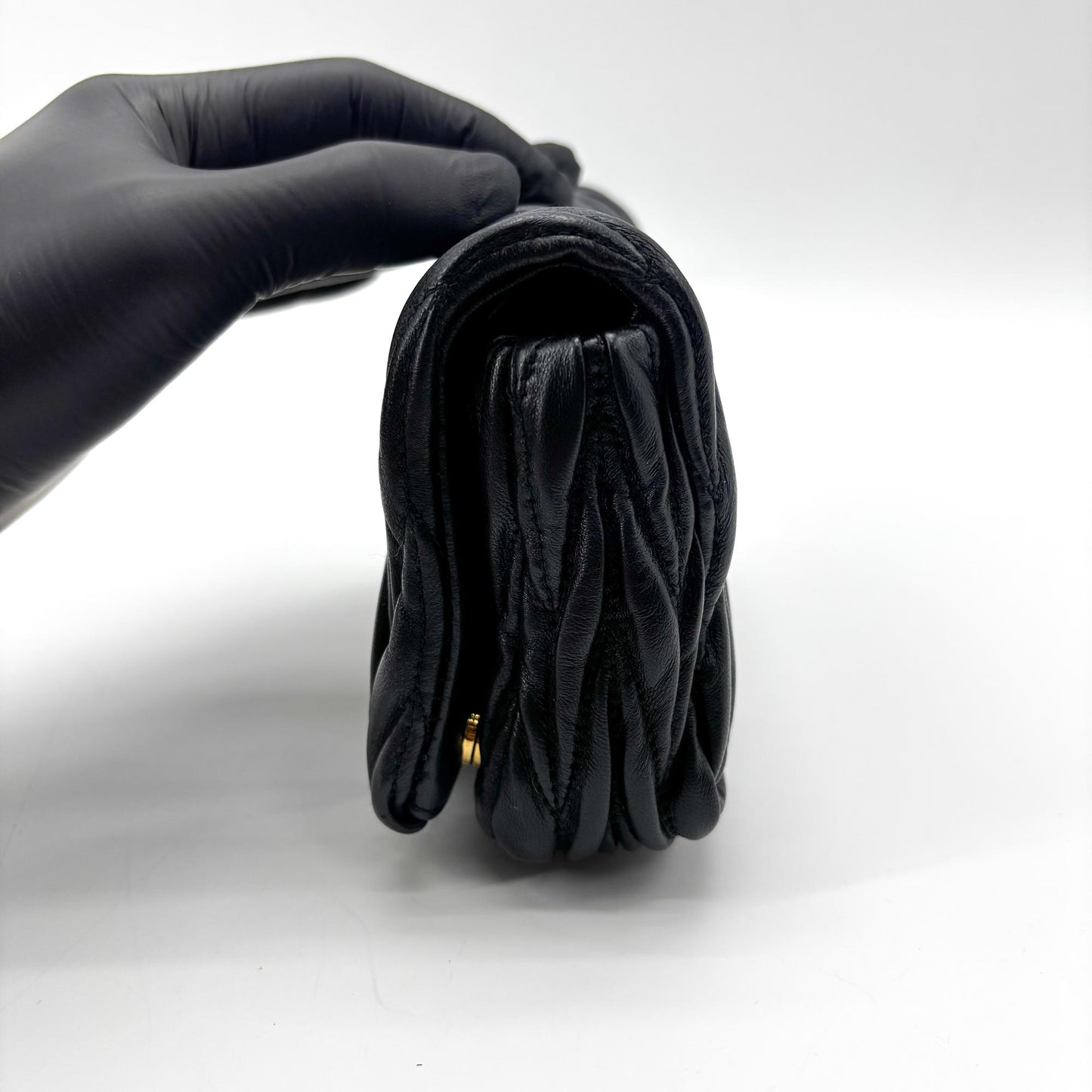 Miu Miu Matelassé Napa Leather Pouch Black