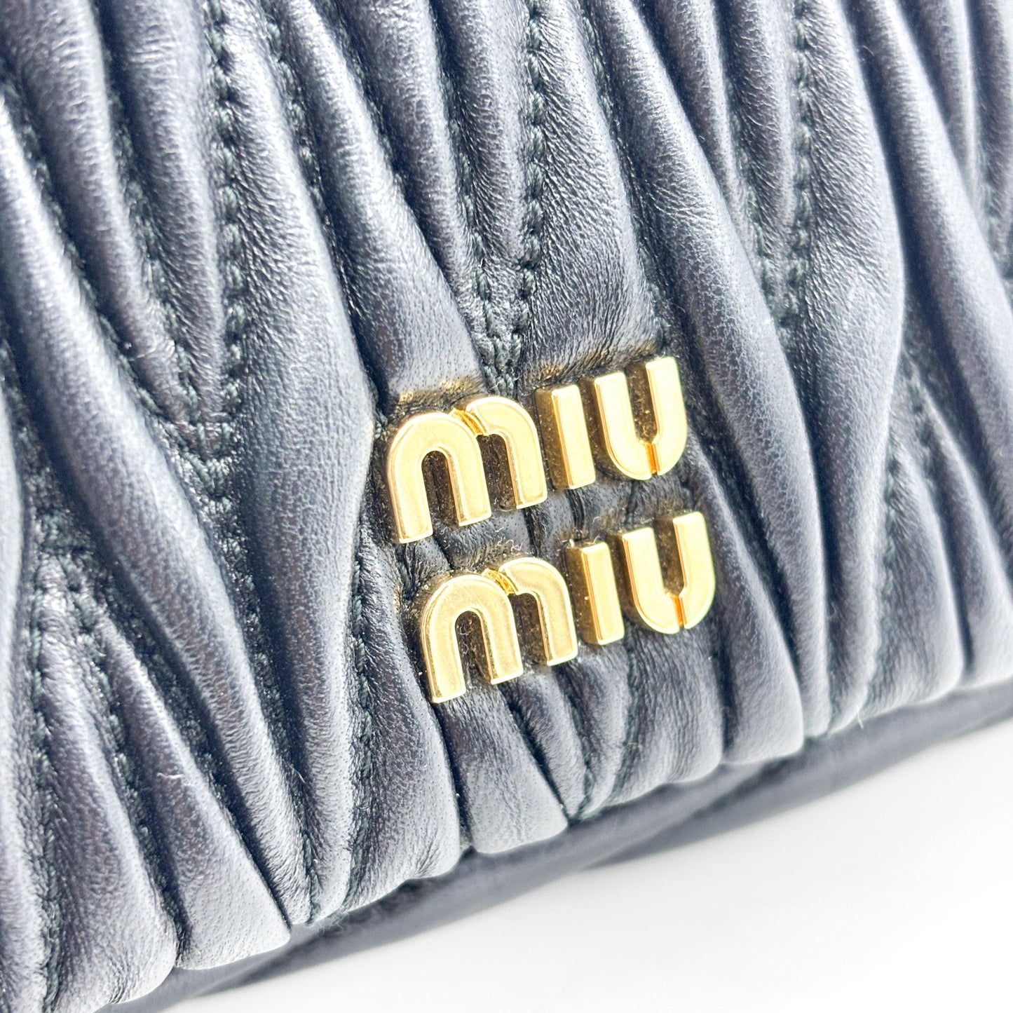 Miu Miu Matelassé Napa Leather Pouch Black