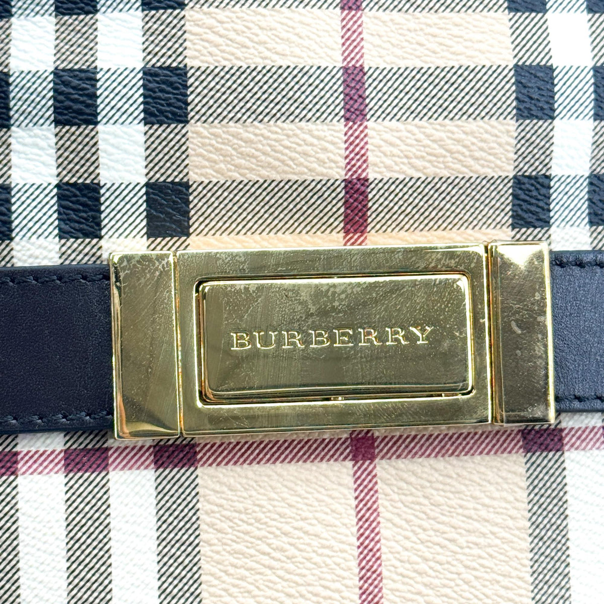 Burberry House Check Belted Tote Bag Beige Black