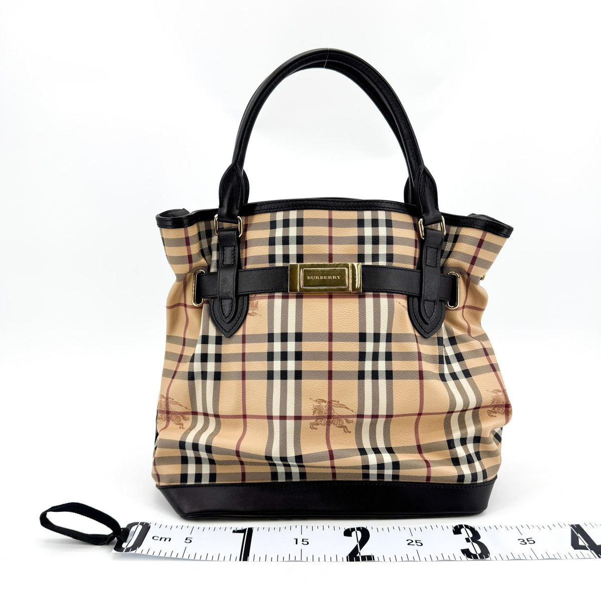 Burberry House Check Belted Tote Bag Beige Black
