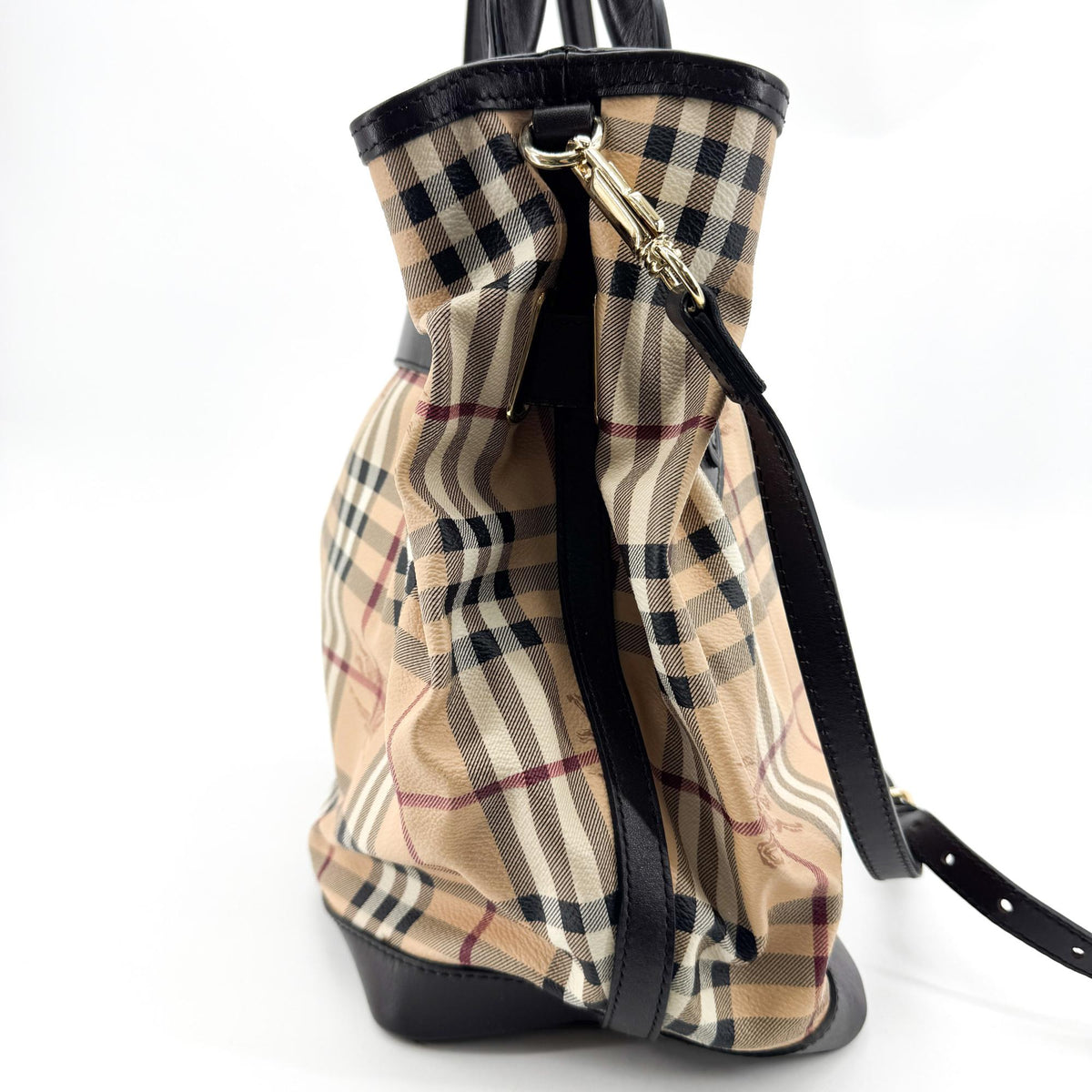 Burberry House Check Belted Tote Bag Beige Black