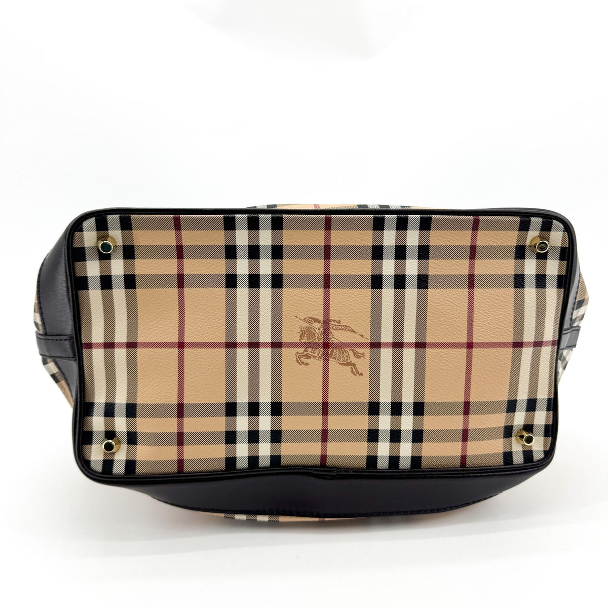 Burberry House Check Belted Tote Bag Beige Black