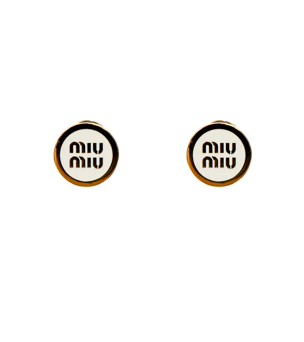 Miu Miu White Round Gold Earrings