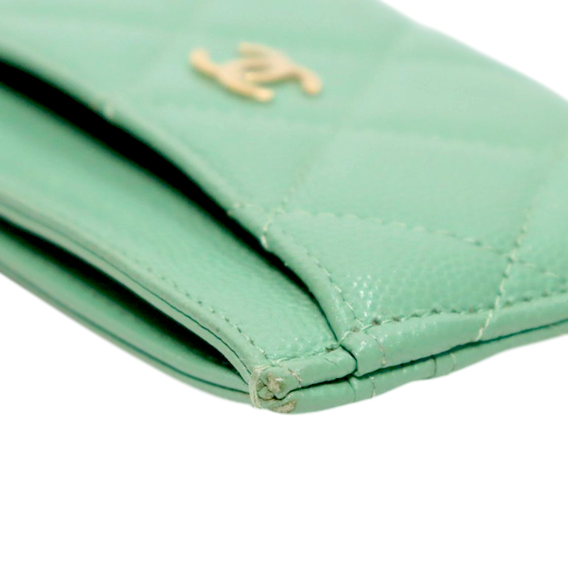 Chanel Green Caviar Skin Card Wallet