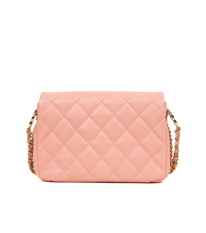 Chanel Pink Caviar Quilted CC Chain Shoulder Bag with Built-in Chip