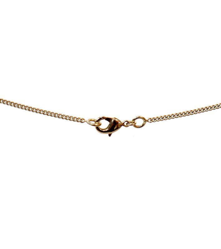 Chanel Pink Check CC Gold Necklace