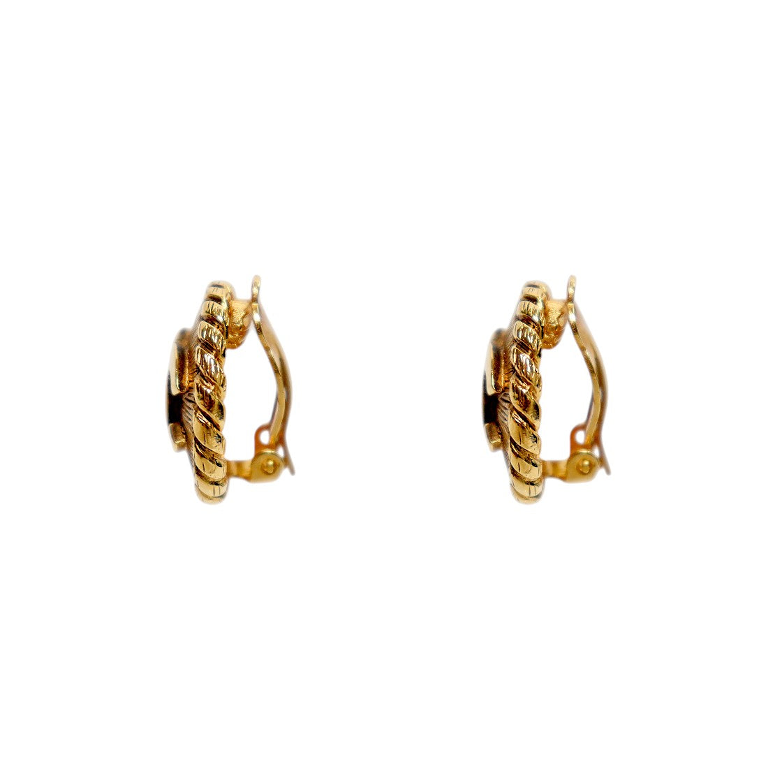 Chanel Round CC Gold Earrings