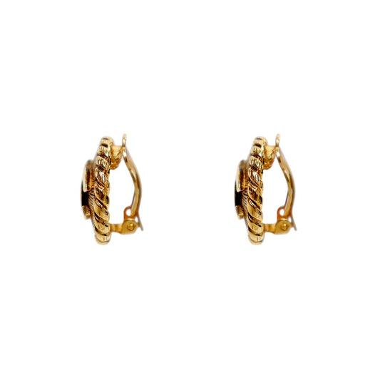 Chanel Round CC Gold Earrings