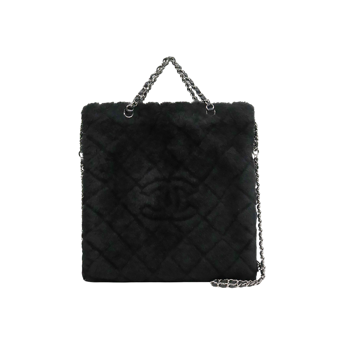 Chanel Navy Shearling Tote