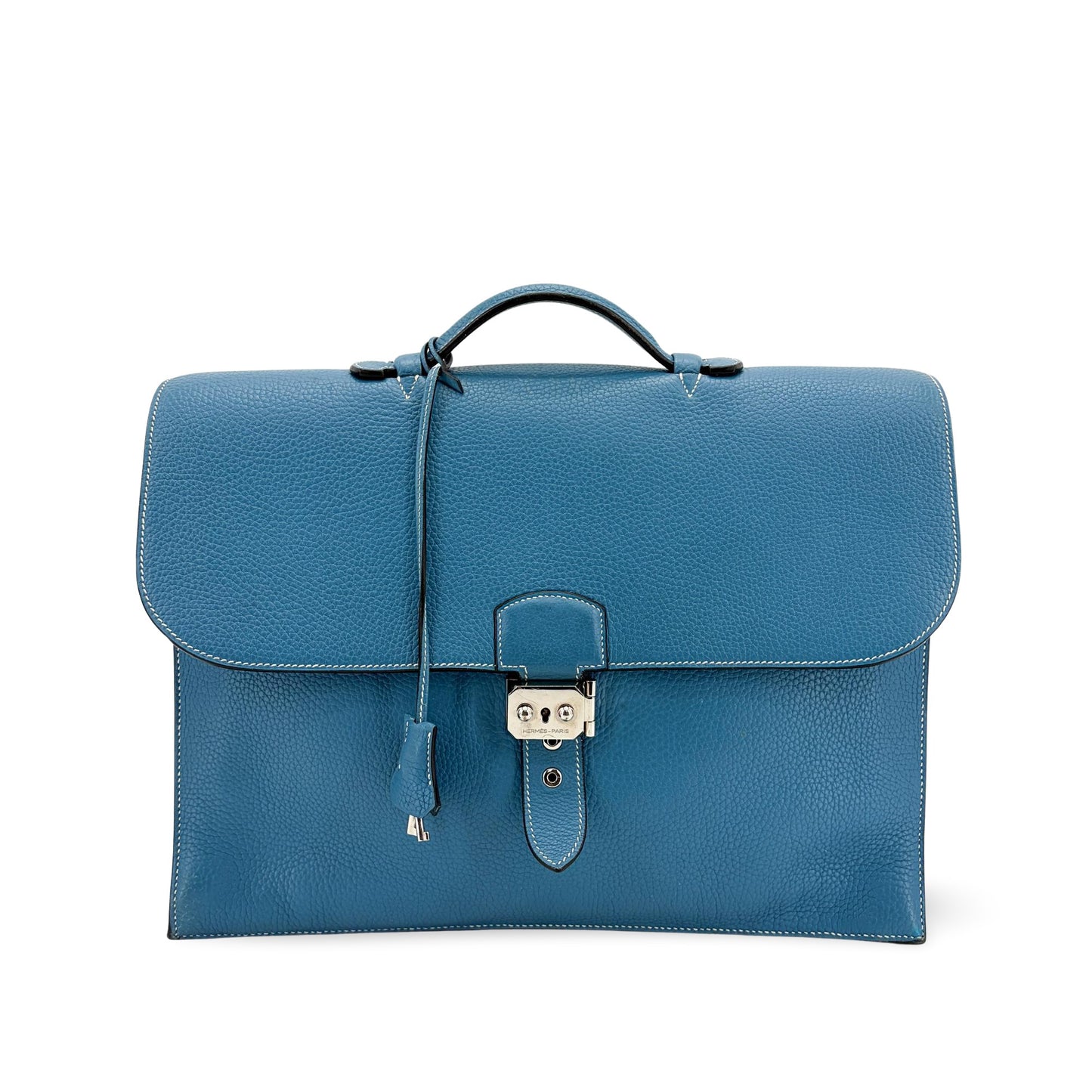 Hermès Sac à Dépêche 38 Blue Jeans Togo Silver Hardware