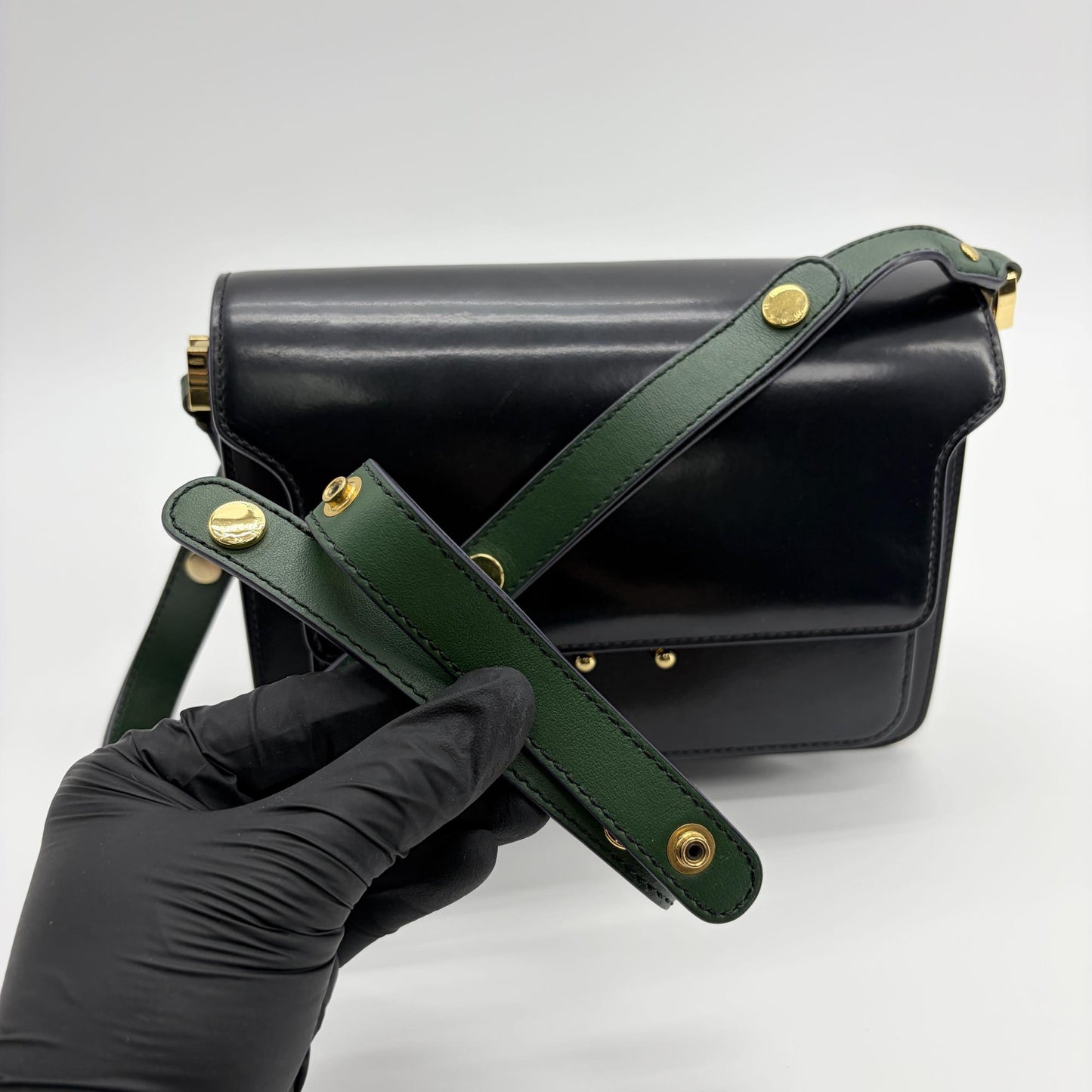 Marni Medium Trunk Bag Black Gold Hardware