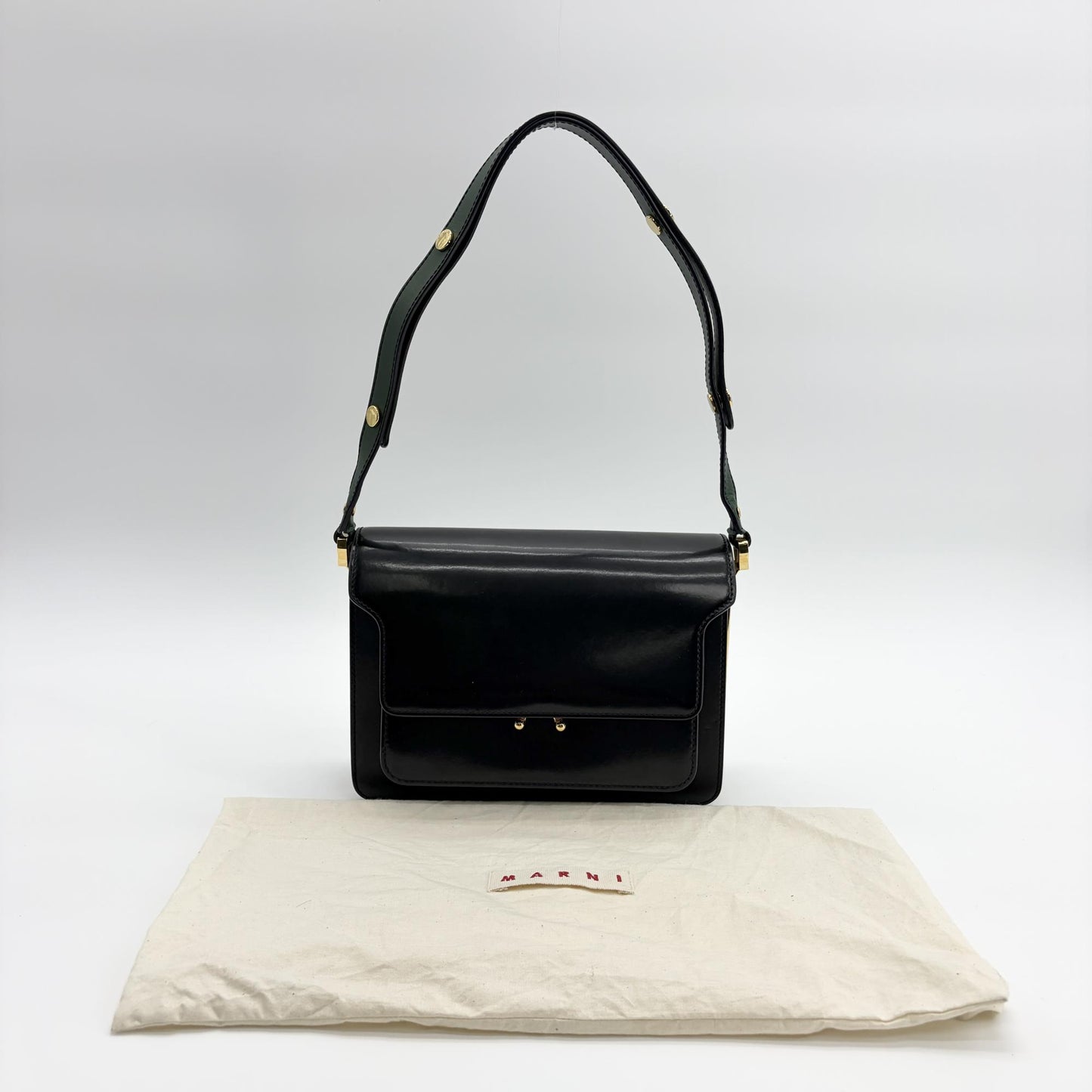Marni Medium Trunk Bag Black Gold Hardware