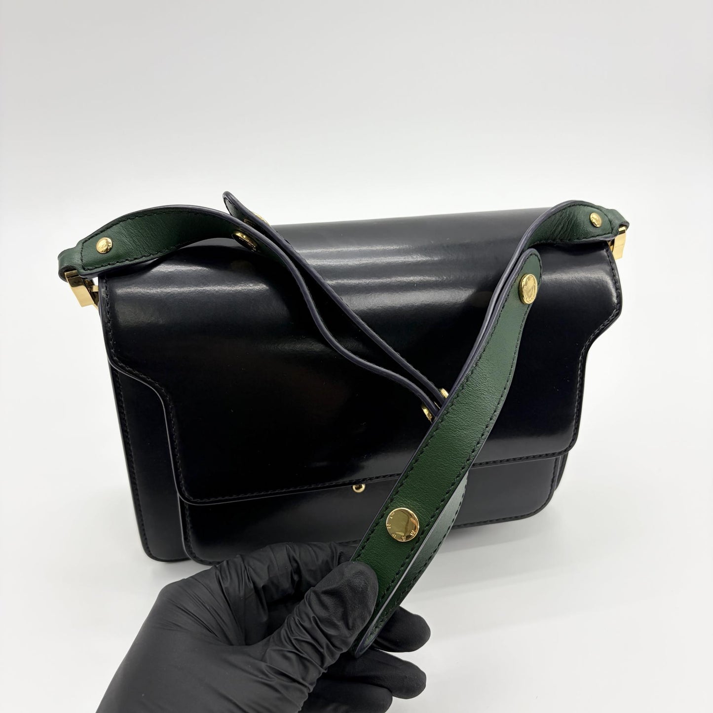 Marni Medium Trunk Bag Black Gold Hardware