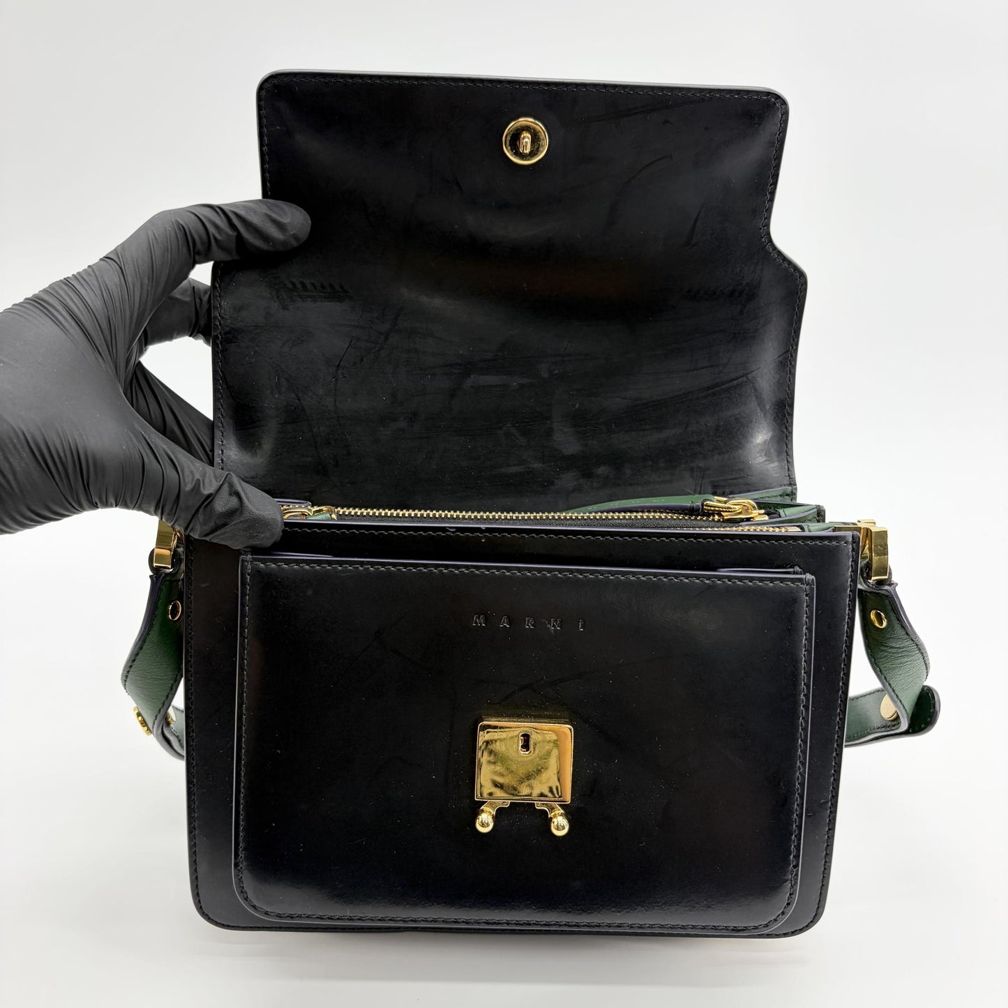 Marni Medium Trunk Bag Black Gold Hardware
