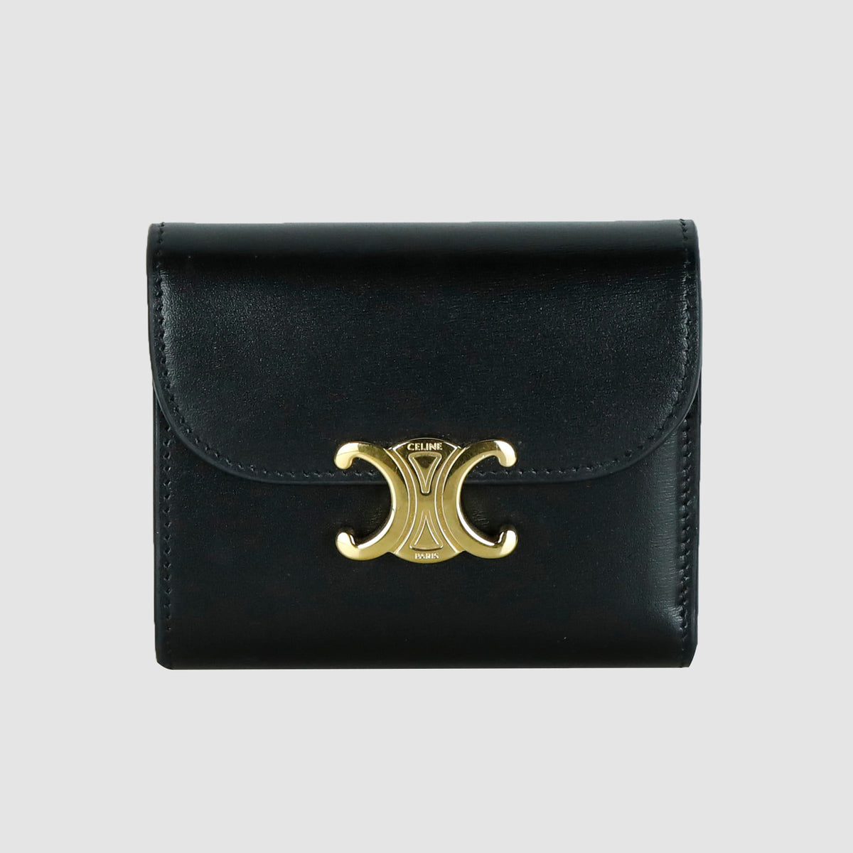 Small Shiny Calfskin Triomphe Flap Wallet 10D783