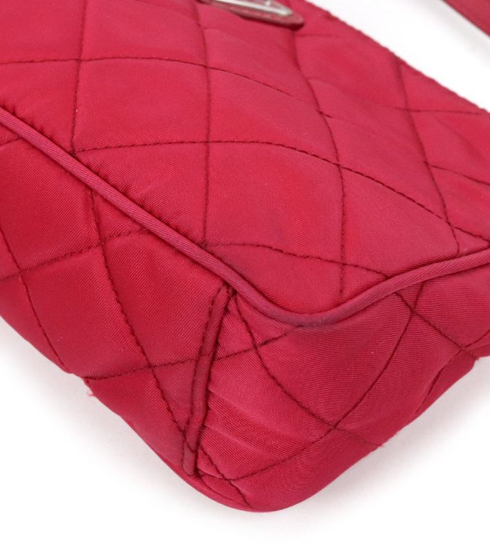 Prada Pink Nylon Quilted Chain Shoulder Bag