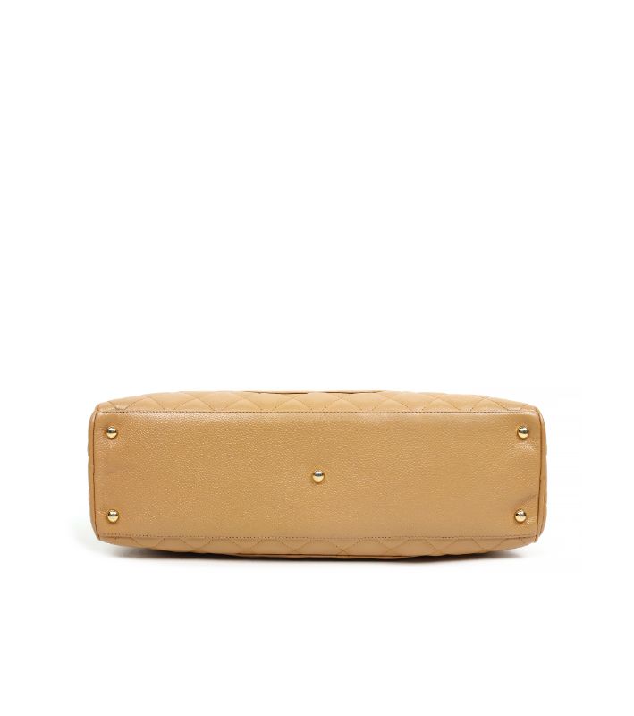 Chanel Beige Caviar Big CC Bowling Tote