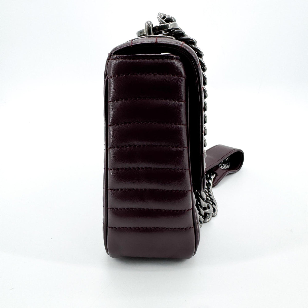 Prada Diagram Medium Crossbody Bag Burgundy Silver Hardware