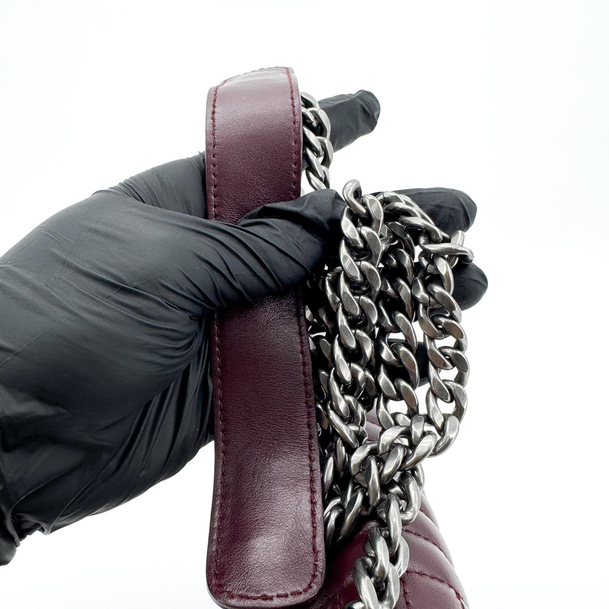 Prada Diagram Medium Crossbody Bag Burgundy Silver Hardware