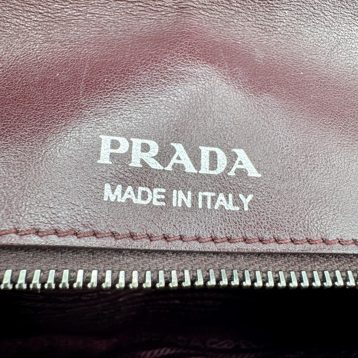 Prada Diagram Medium Crossbody Bag Burgundy Silver Hardware
