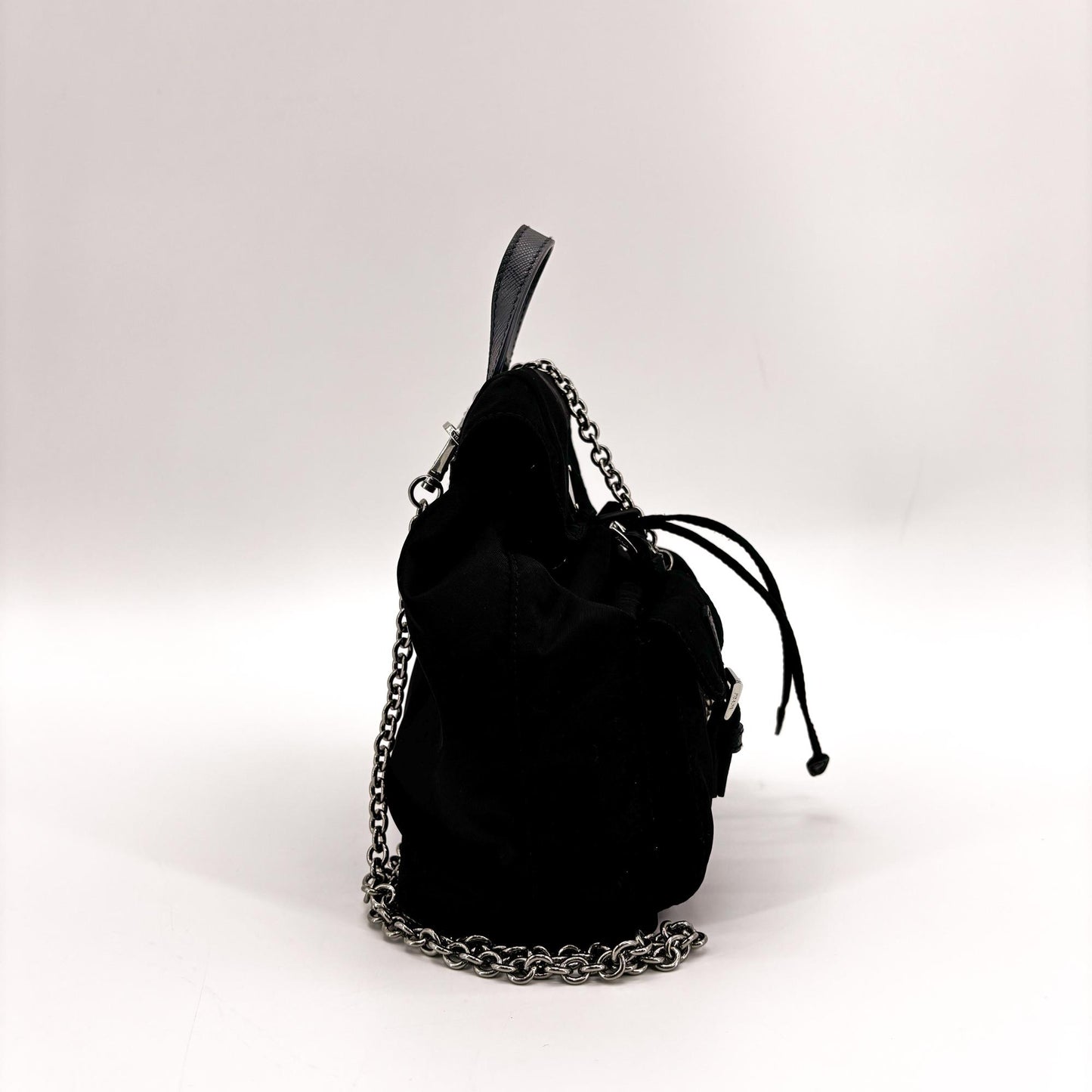 Prada Nylon Mini Chain Backpack Black