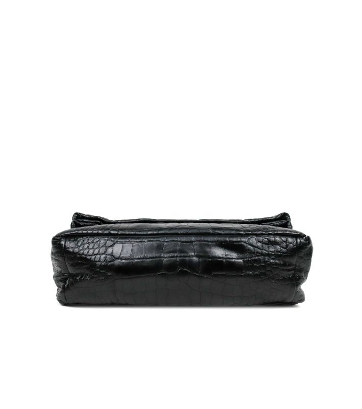 Balenciaga Black Medium Crocodile Monaco Bag