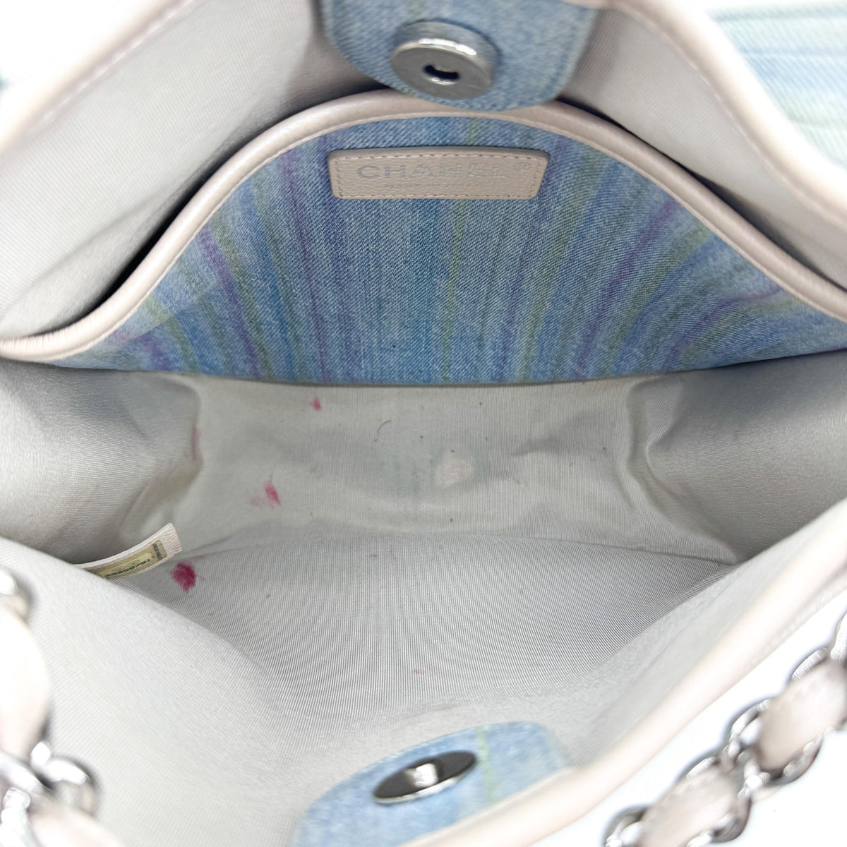 Chanel Small Hobo Bag Denim Beige Silver Hardware