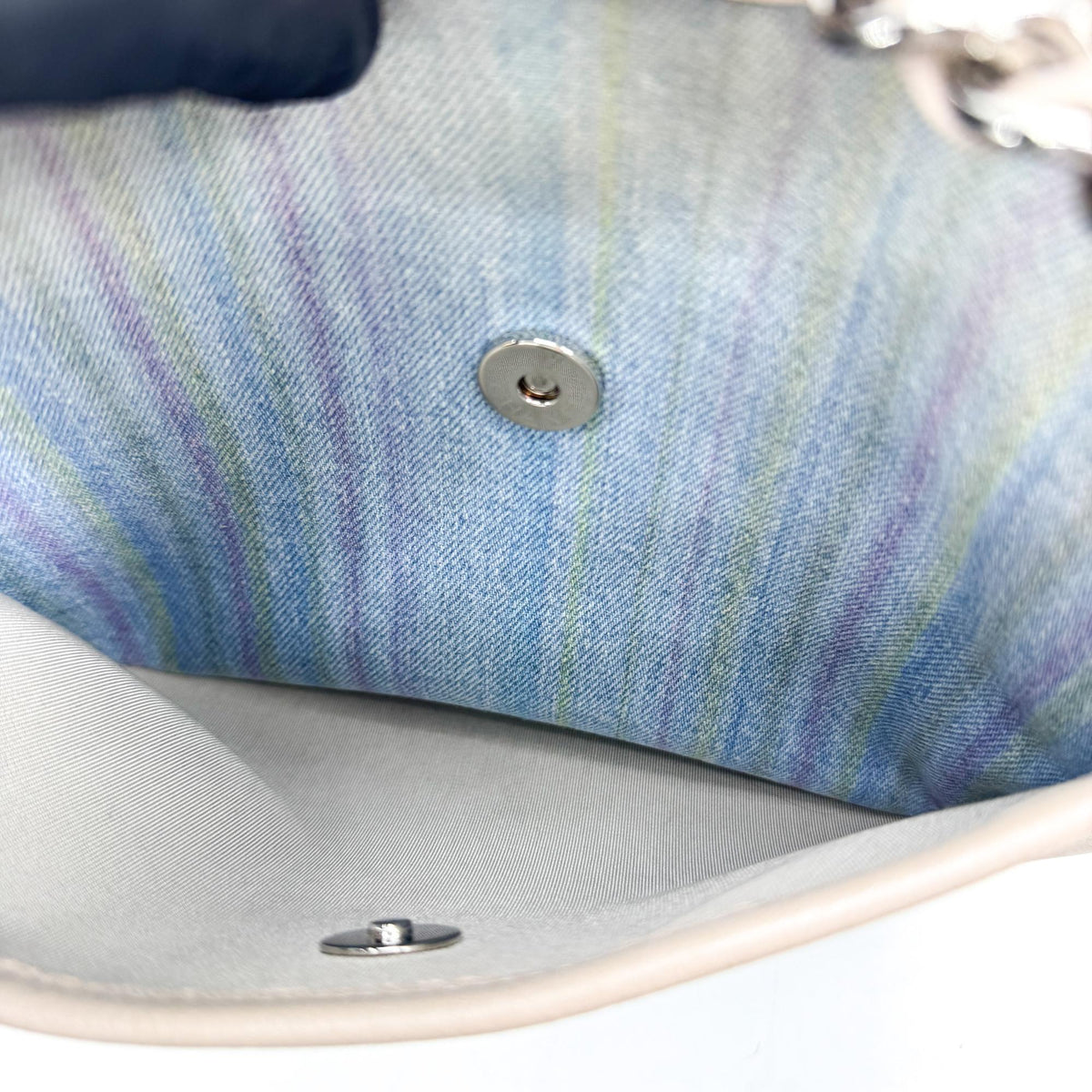 Chanel Small Hobo Bag Denim Beige Silver Hardware