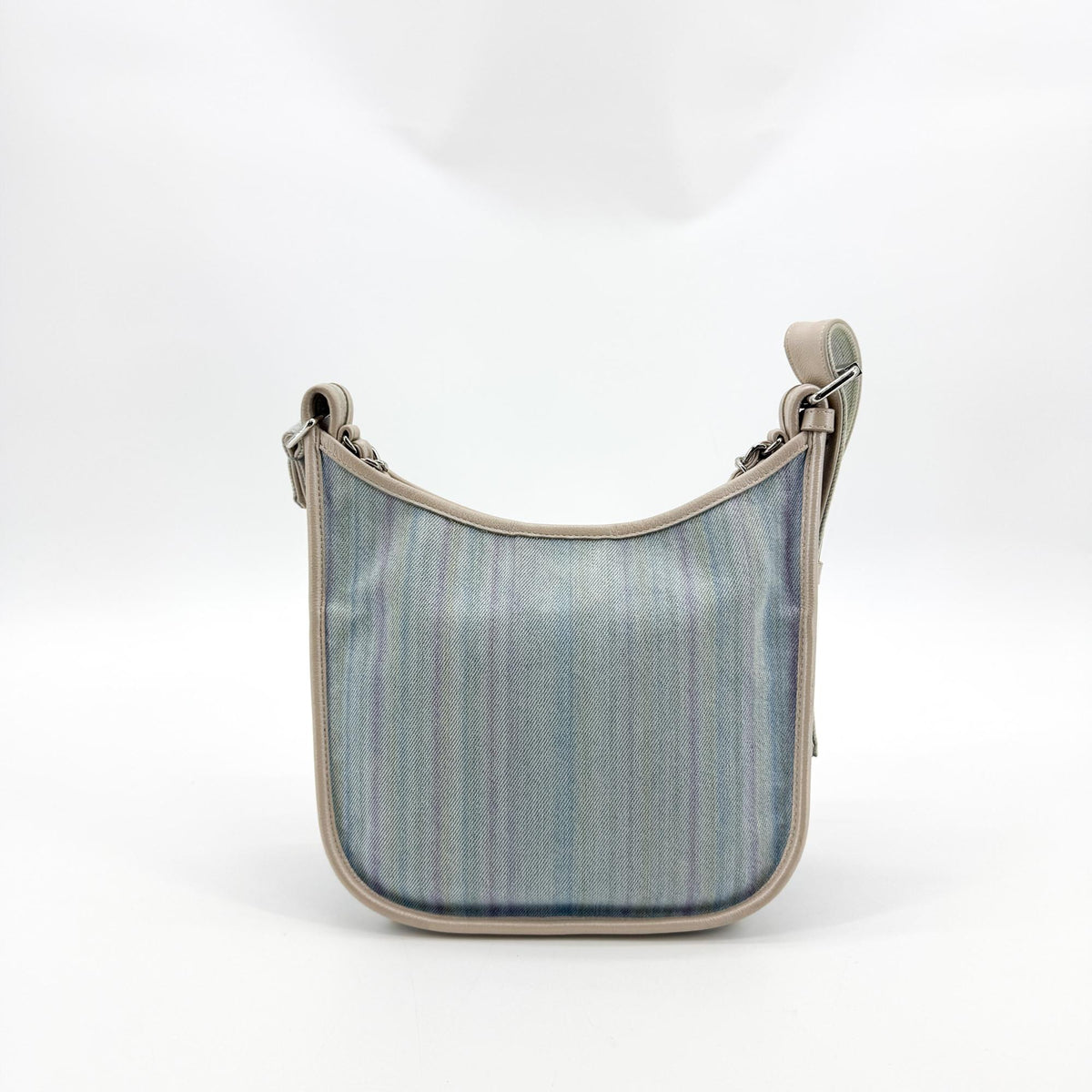 Chanel Small Hobo Bag Denim Beige Silver Hardware