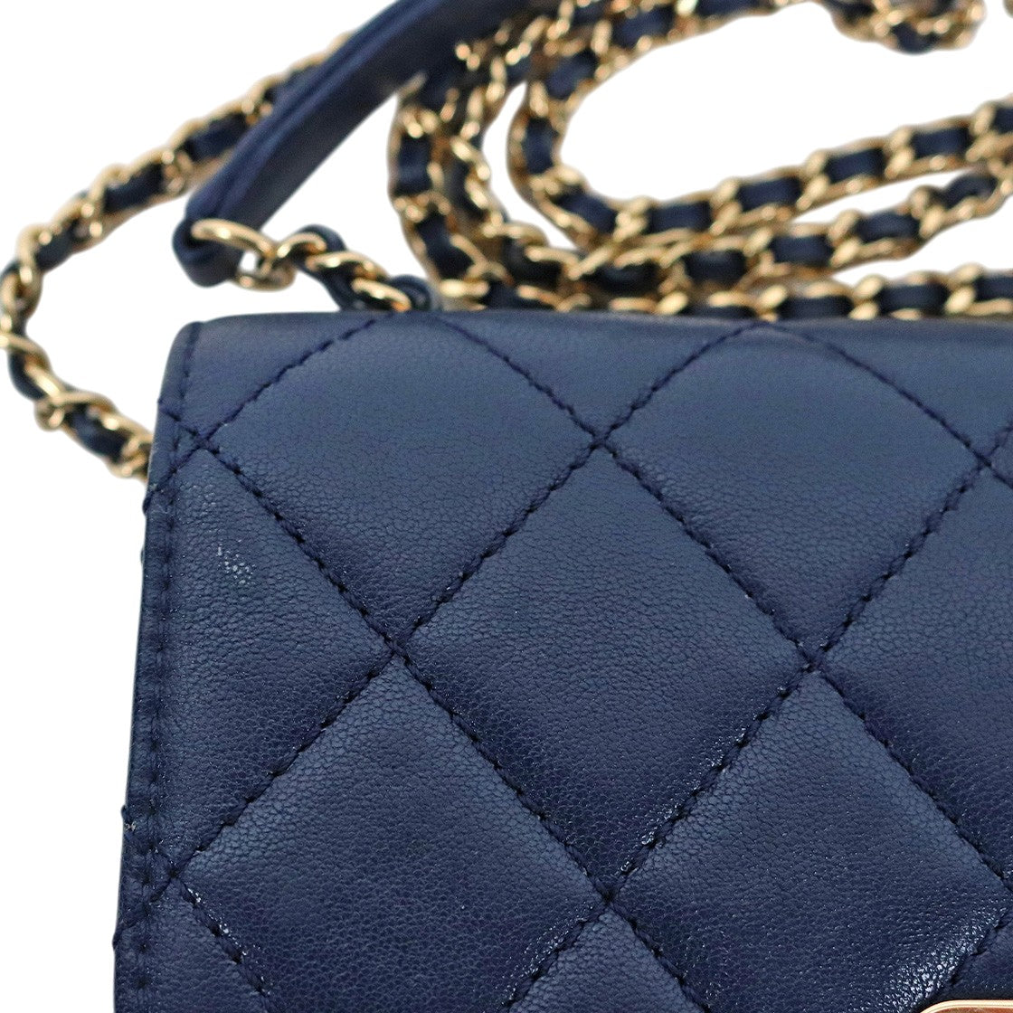 Chanel Navy Beauty Lock Chain Shoulder Bag