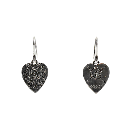 Gucci Ghost Heart Silver Earrings