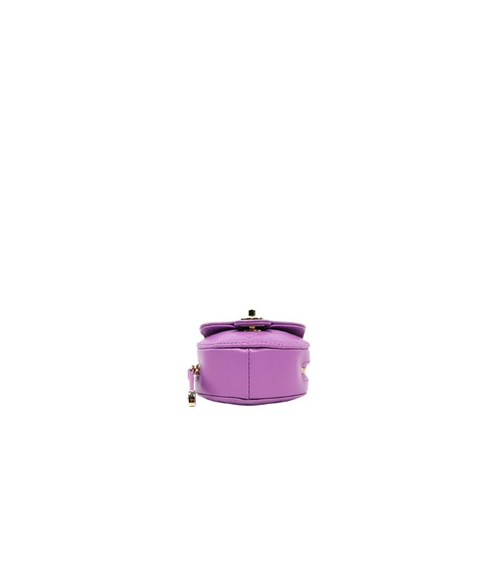 Chanel Purple Lambskin Heart Coin Purse Crossbody Bag