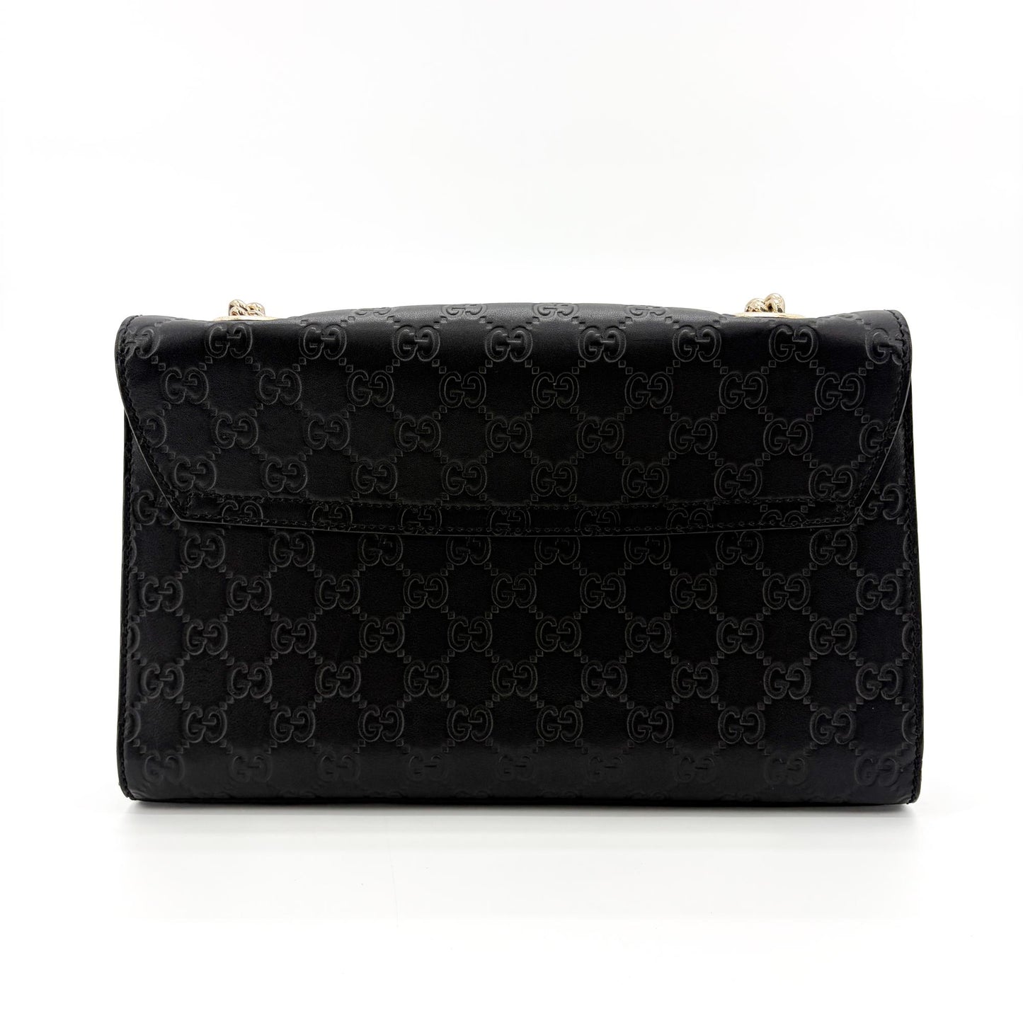 Gucci Guccisima Leather Horsebit Tassel Shoulder Bag Black