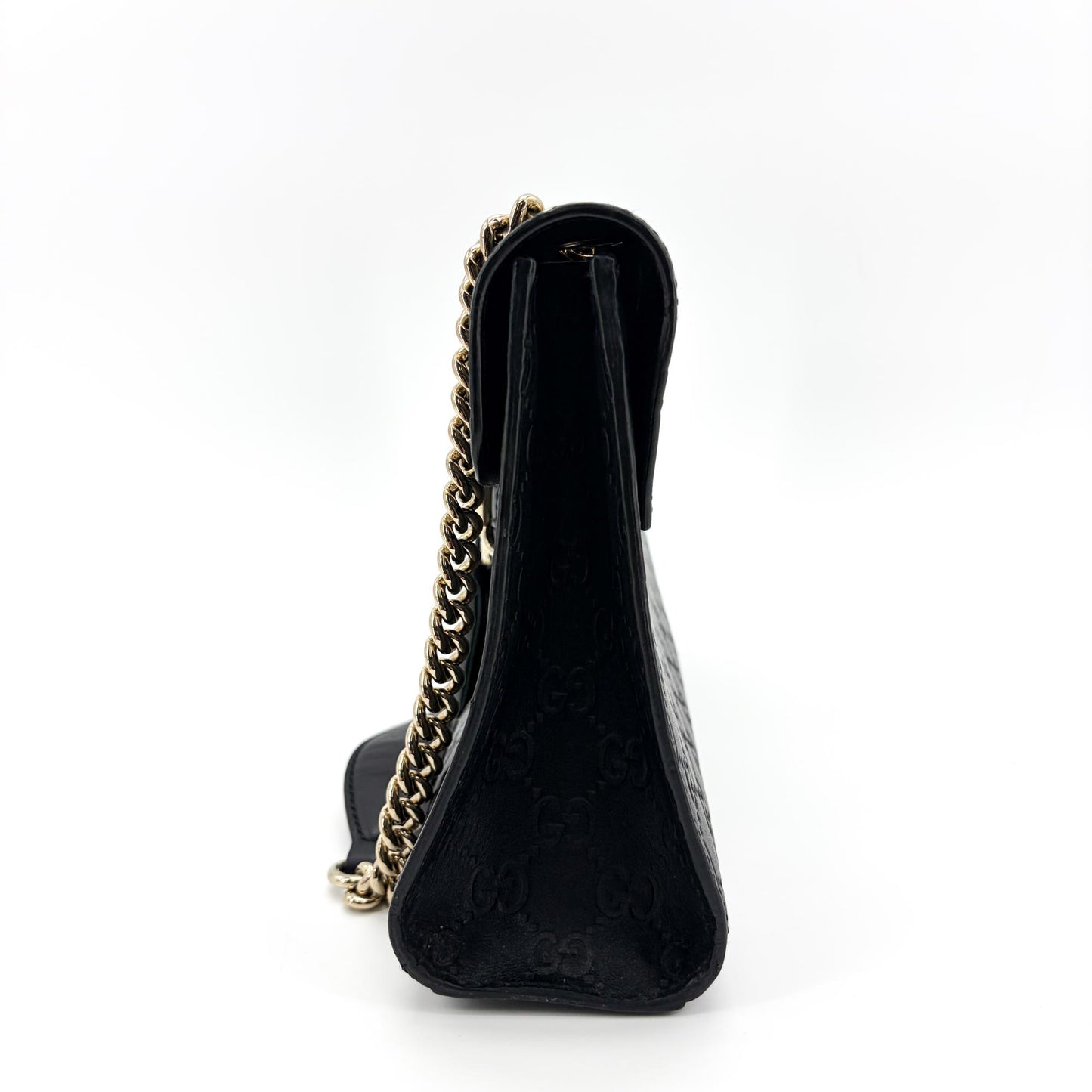 Gucci Guccisima Leather Horsebit Tassel Shoulder Bag Black