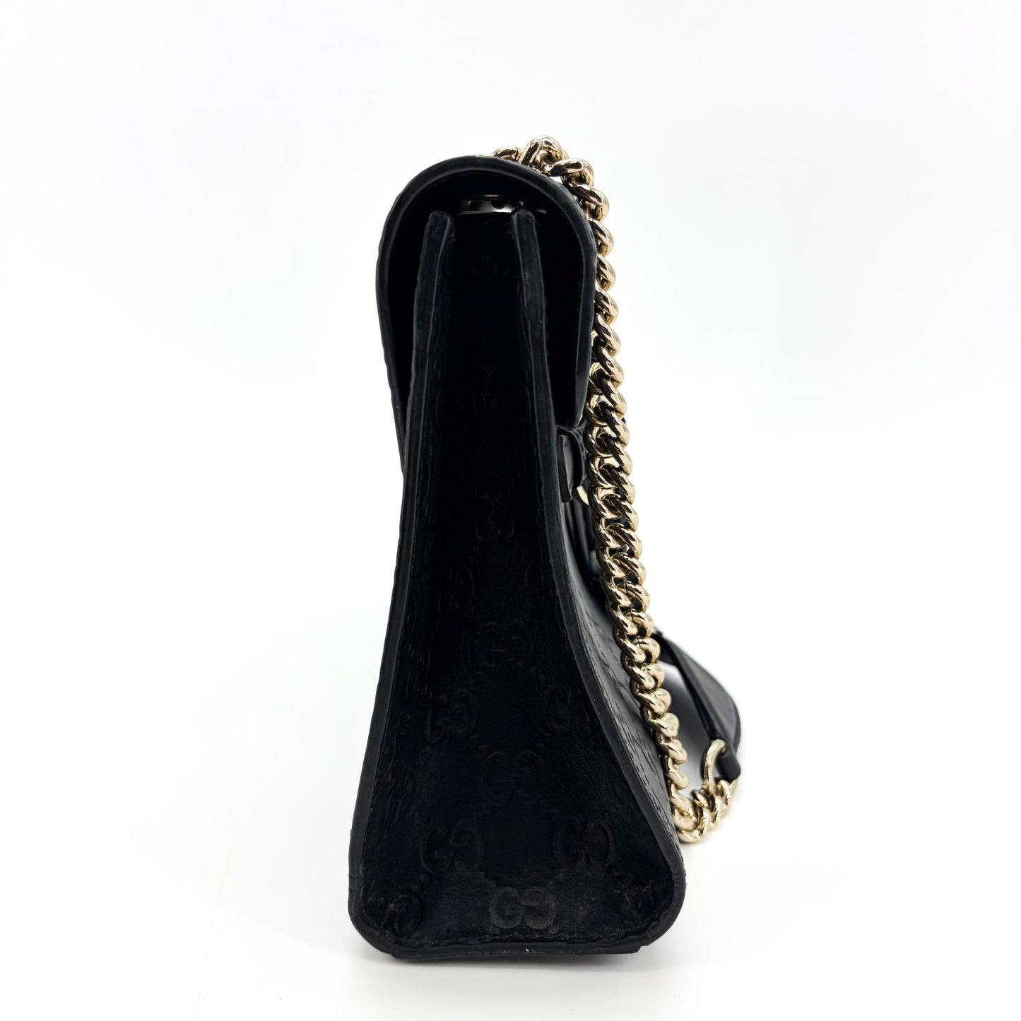 Gucci Guccisima Leather Horsebit Tassel Shoulder Bag Black