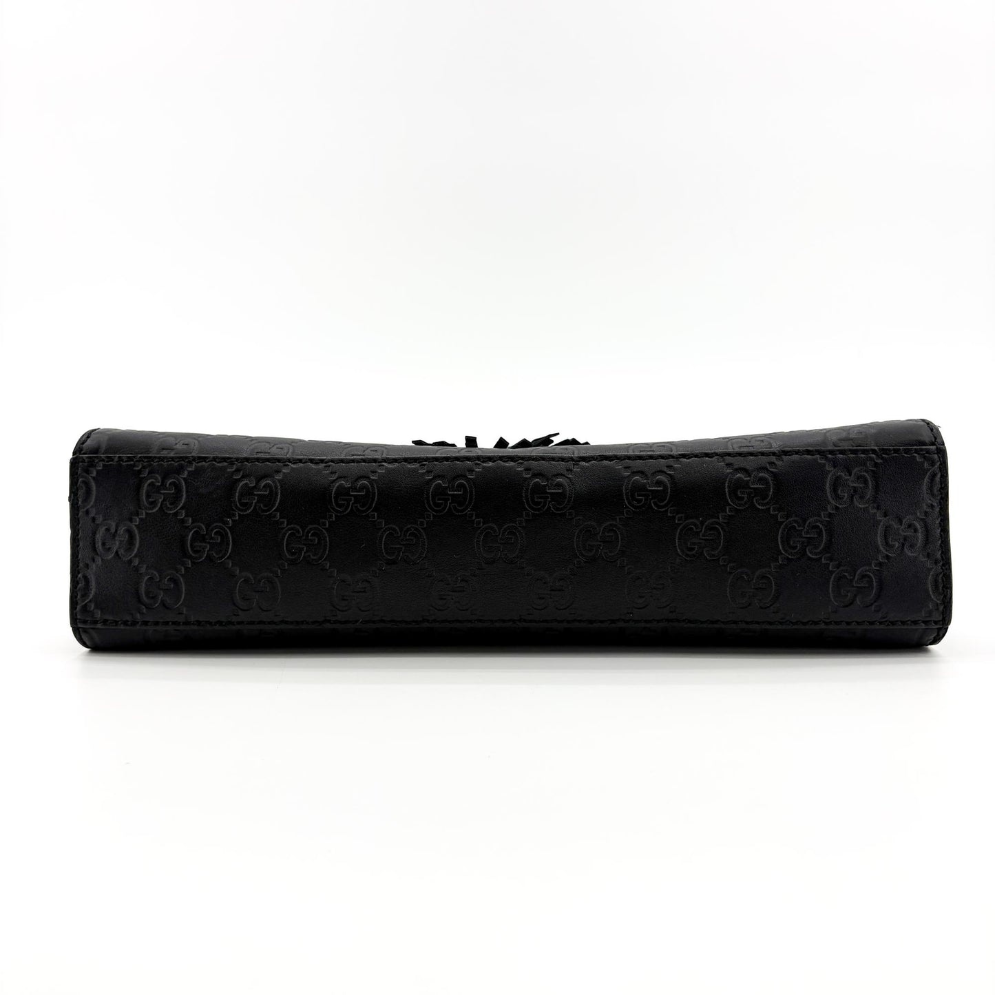 Gucci Guccisima Leather Horsebit Tassel Shoulder Bag Black