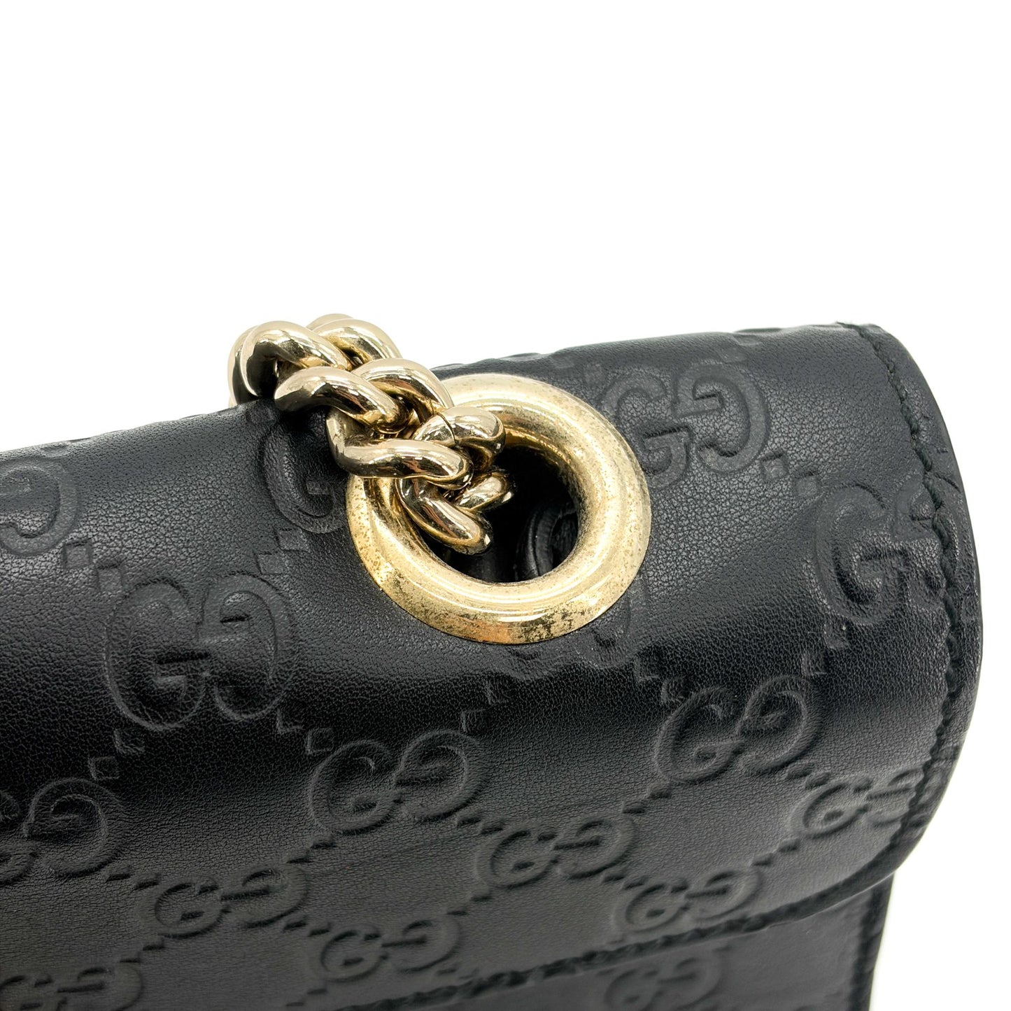 Gucci Guccisima Leather Horsebit Tassel Shoulder Bag Black