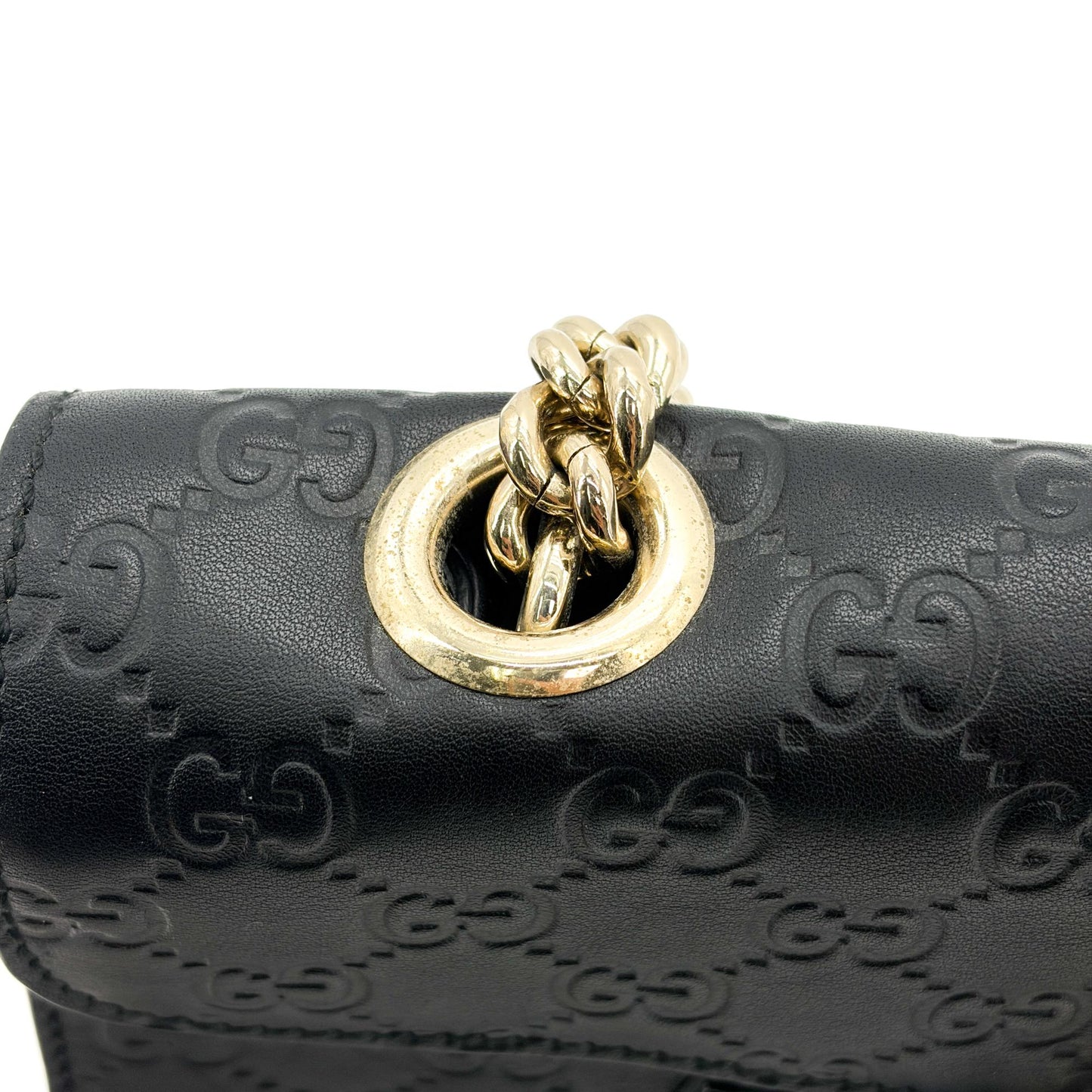 Gucci Guccisima Leather Horsebit Tassel Shoulder Bag Black