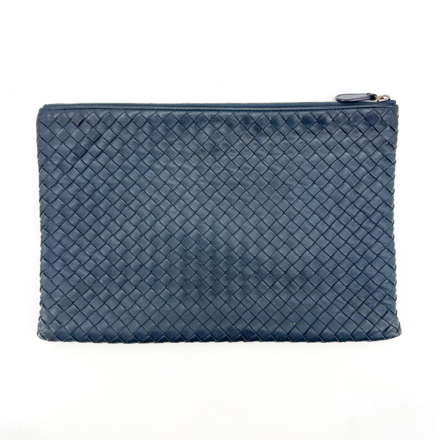 Bottega Veneta Intrecciato Leather Clutch Navy